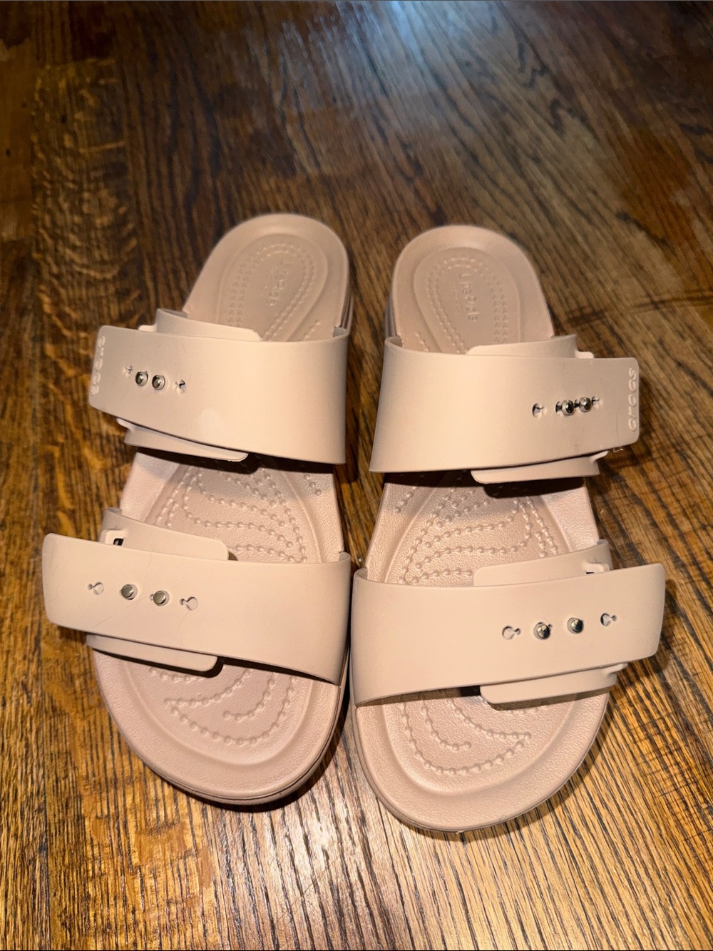 CROCS Women's Pale Blush Double Strap Slide Sandals